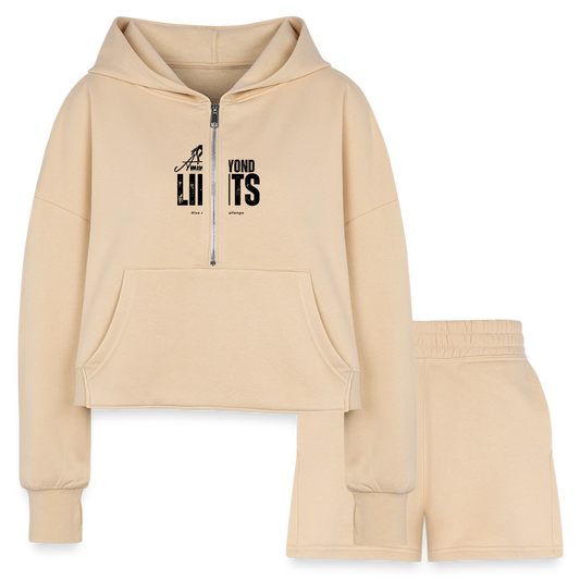 Women’s Cropped Hoodie & Jogger Short Set - nude