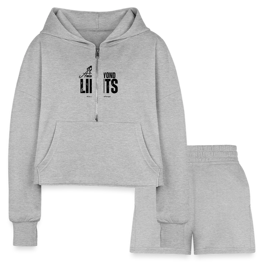 Women’s Cropped Hoodie & Jogger Short Set - heather gray